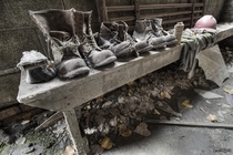 Work Boots Found in a Locker Room of an Abandoned Steel Mill 