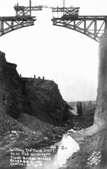 Workers on the Crooked River Railroad bridge