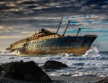 Wreck of the SS America on the coast of Fuerteventura Canary Islands  Photo by Pedro Lpez Batista