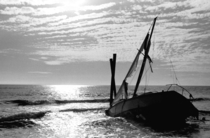 Wrecked sailboat on the Gulf coast 