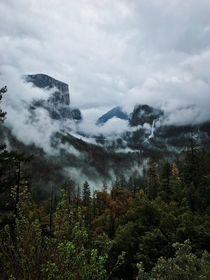 Yosemite revealed through clouds two days ago 