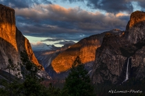 Yosemite Valley and Half Dome behind the clouds from Tunnel View 