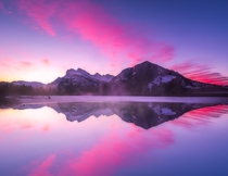 You can almost taste the cotton candy Vermillion Lakes in Banff Alberta 