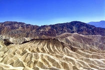 Zabriskie Point view over sediments of the former Furnace Creek Lake Death Valley USA 