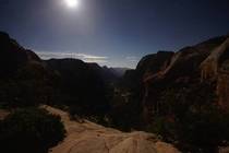 Zion National Park Angels Landing at night with a full moon 